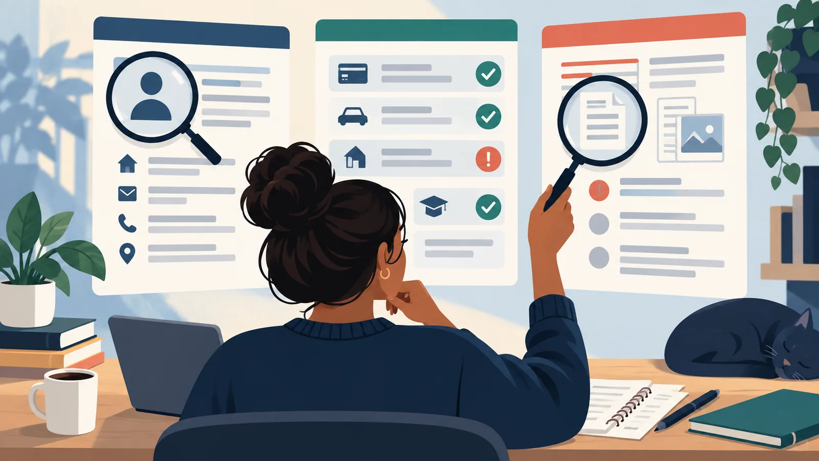 A consumer checks three credit reports
